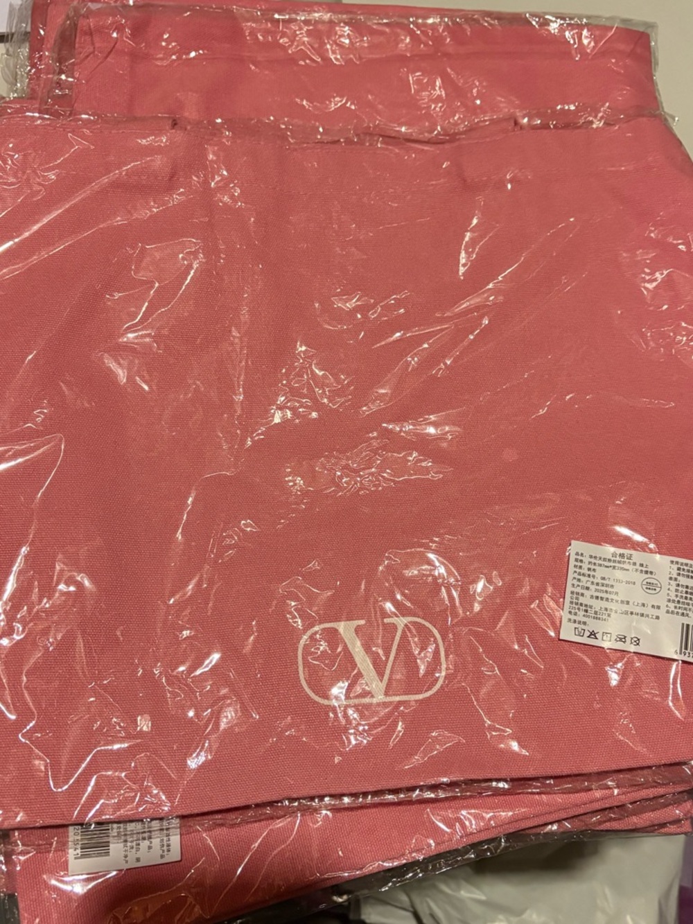 Valentino Garavani Pink Canvas Tote Bag Large Logo Shopper Reusable Luxury NWOT - Picture 11 of 11